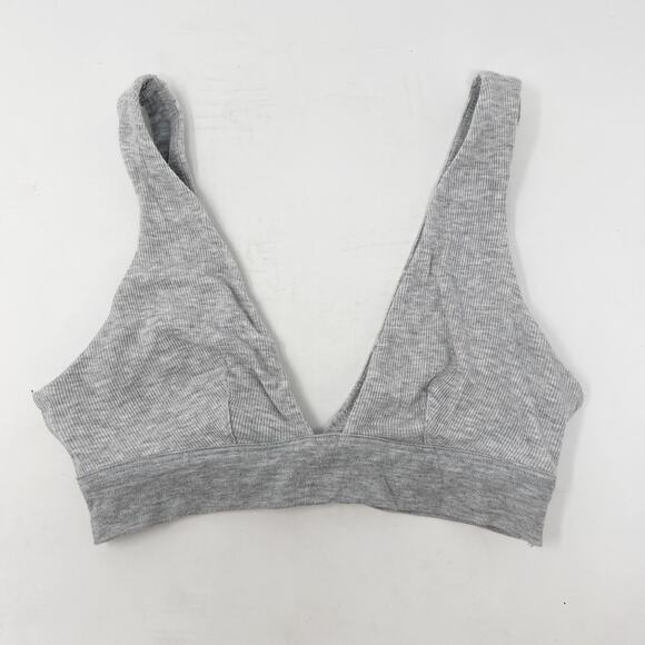 Victorias Secret XSmall Light Heather Gray Ribbed Plunge Bralette Comfort Lounge - Picture 1 of 9